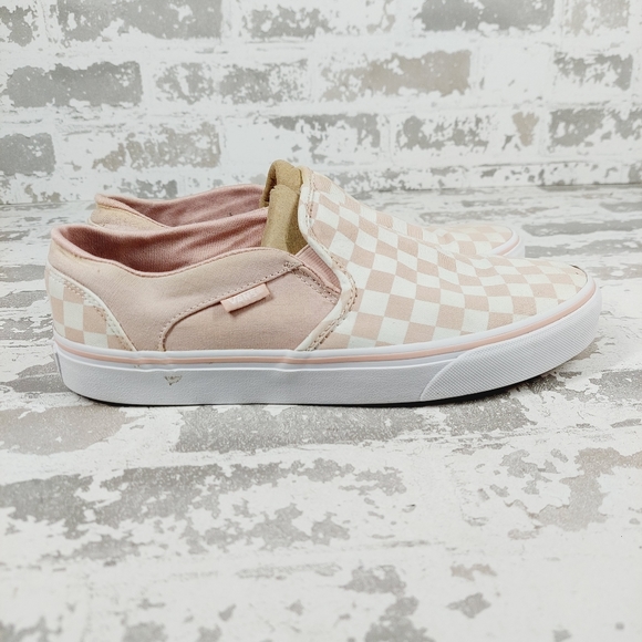 Vans Blush and Cream Checkered Slip-On Sneakers - Picture 5 of 13